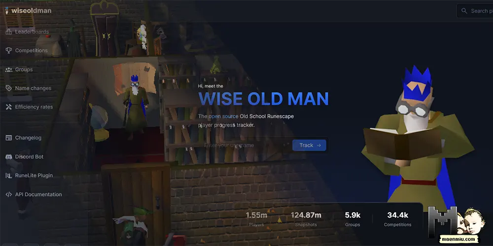 wise old man in OSRS and wise old man website merge, maenmiu logo
