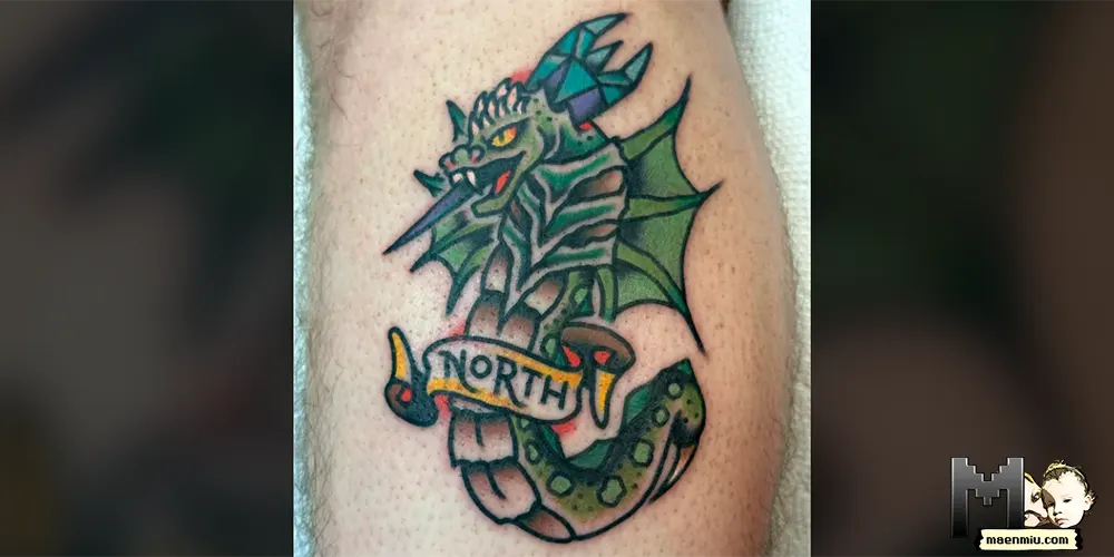 OSRS boss tattoo, Old School RuneScape tattoo, Zulrah tattoo, maenmiu logo