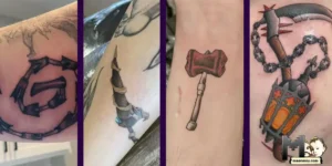 OSRS weapon tattoos split-screen cover, Old School RuneScape tattoo, maenmiu logo