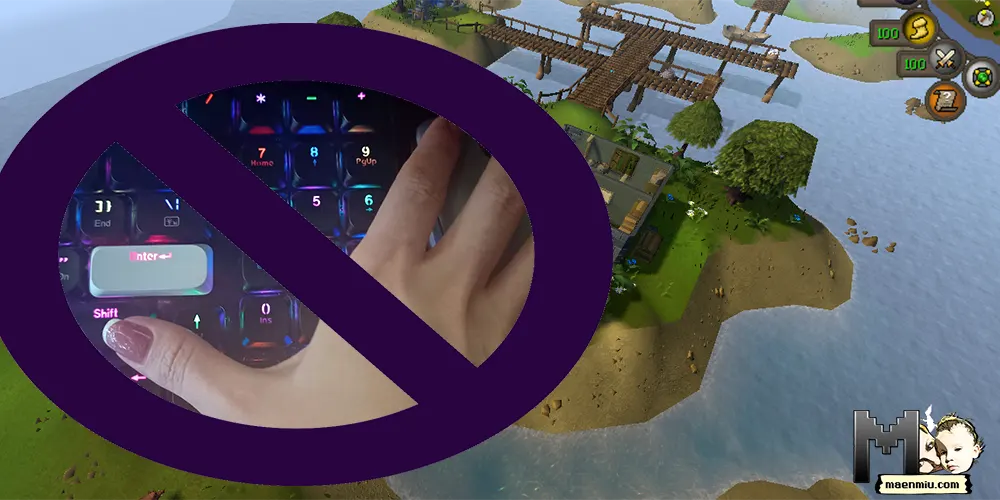 How to shift drop in OSRS with one hand cover, maenmiu logo