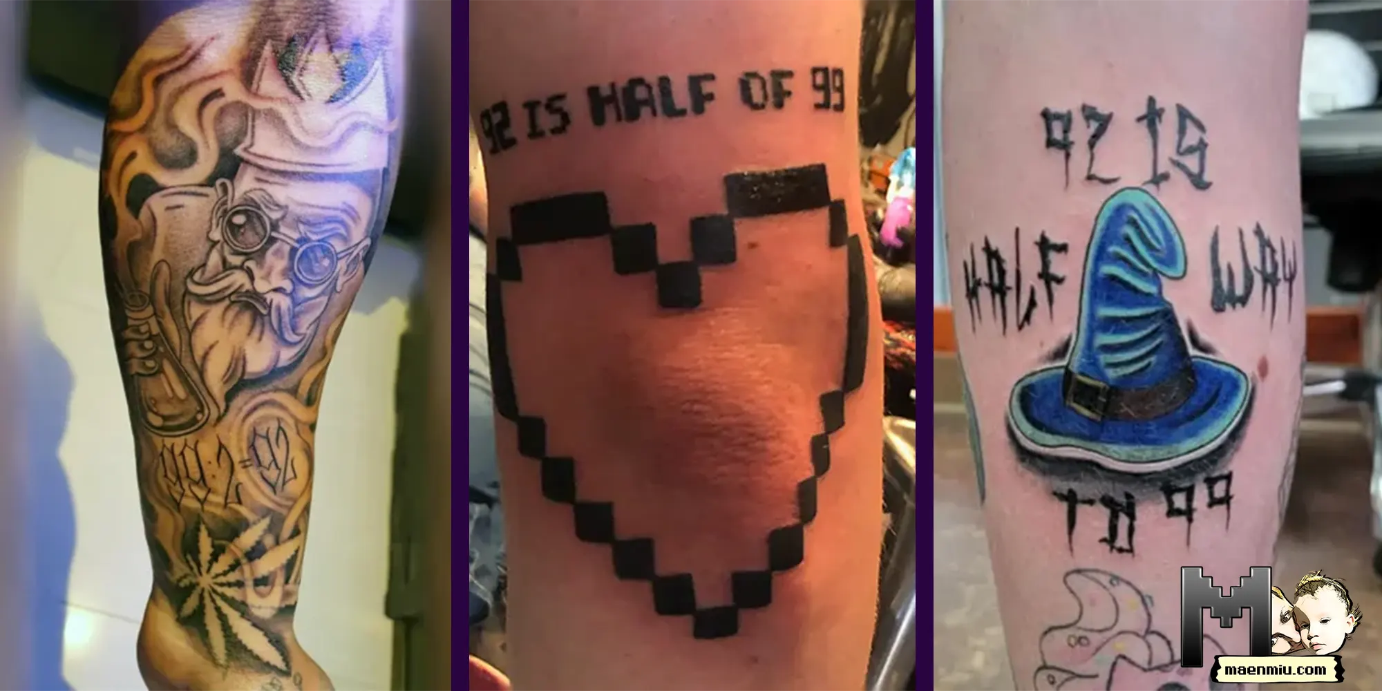 OSRS tattoo, 92+92=99 tattoo, maenmiu logo